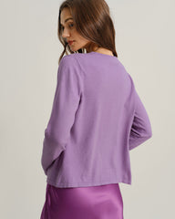 Purple Ribbed Knit Cardigan | Rihoas