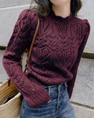 Wine Red Cut Out Sweater | Rihoas