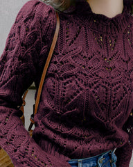 Wine Red Cut Out Sweater | Rihoas