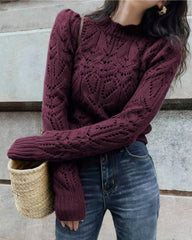 Wine Red Cut Out Sweater | Rihoas