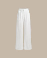 White Ruched Straight Pants | Rihoas