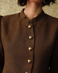The Solid Retro Single-breasted Tweed Jacket | Rihoas