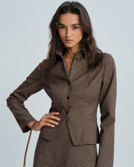 Coffee Button Plaid Shirt | Rihoas