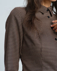 Coffee Button Plaid Shirt | Rihoas