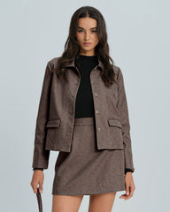 Brown Single Breasted Solid Jacket | Rihoas