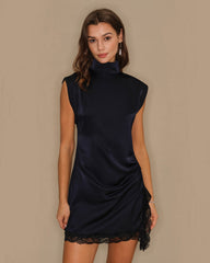 Blue Turtle Lace Tunic Mini Dress | Rihoas