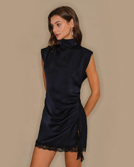 Blue Turtle Lace Tunic Mini Dress | Rihoas