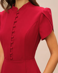 Red Petal Sleeve Mini Dress | Rihoas