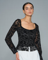 Black Square Neck Blouse | Rihoas