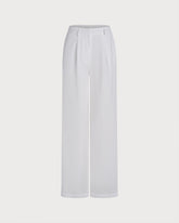 White Solid Casual Pants | Rihoas