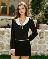 Black Collar Satin Blouse | Rihoas
