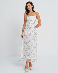 White Floral Slip Maxi Dress | Rihoas