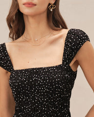 Black Square Neck Polka Dot Tank Top | Rihoas