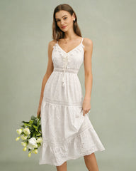 White Shirred Slip Maxi Dress | Rihoas