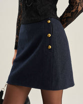 Blue A-Line Button Mini Skirt | Rihoas