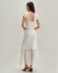 White Jacquard Mermaid Midi Skirt | Rihoas