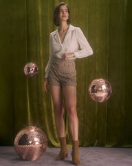 The Apricot Lapel Floral Embroidery Blouse | Rihoas