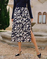 Floral Slit Midi Skirt | Rihoas