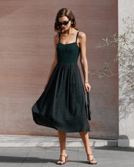 Black Sweetheart Neck Slip Midi Dress | Rihoas