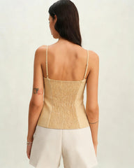 Yellow Solid Button Tank Top | Rihoas