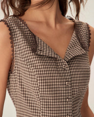 Brown Plaid Single Breasted Vest | Rihoas