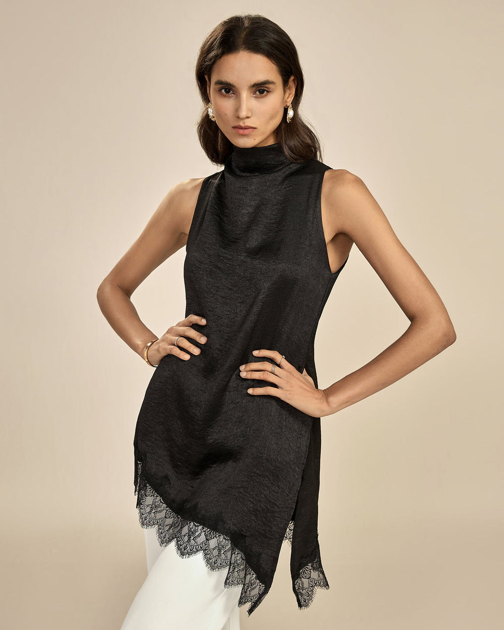 Black Lace Turtle Tank Top | Rihoas
