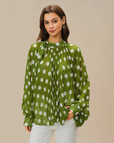 Green Lantern Sleeve Polka Dot Shirt | Rihoas