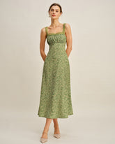 Green Floral Lace Maxi Dress | Rihoas