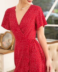 The Polka Dot Ruffle Wrap Dress | Rihoas