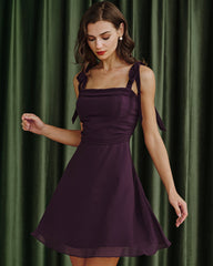 Purple Tie Strap Chiffon Mini Dress | Rihoas