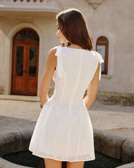 White Floral Textured Mini Dress | Rihoas