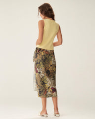 Yellow Round Neck Button Knit Vest | Rihoas