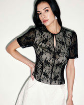 Black Lace Slim Tee | Rihoas