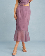 Purple Floral Mermaid Midi Skirt | Rihoas