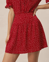 Red Polka Dot Ruched Mini Skirt | Rihoas