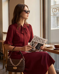 Red Puffed Sleeve Blouse | Rihoas