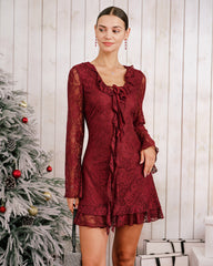 Red Floral Ruffle Mini Dress | Rihoas