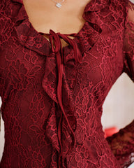 Red Floral Ruffle Mini Dress | Rihoas