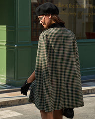 Green Plaid Cape Sleeve Coat | Rihoas