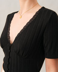 The Ribbed Lace Trim Tee | Rihoas