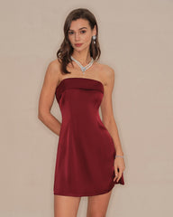Red Strapless A-Line Mini Dress | Rihoas