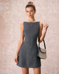 The Boat Neck Sleeveless Mini Dress | Rihoas