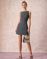 The Boat Neck Sleeveless Mini Dress | Rihoas