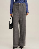 Tweed Straight Pants | Rihoas