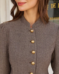 Brown Single Breasted Jacket | Rihoas