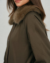 Brown Fur Collar Reverible Long Coat | Rihoas