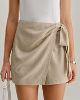 Khaki Ruched A-Line Skort | Rihoas