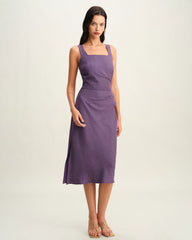 Purple Square Neck Slip Midi Dress | Rihoas