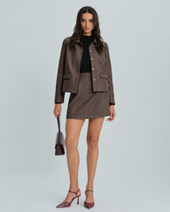 Brown A-Line Mini Skirt | Rihoas
