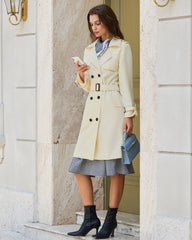 Beige Belted Trench Coat | Rihoas